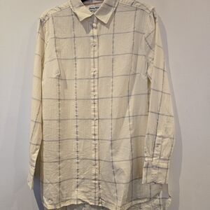 Tommy Bahama Womens Cream Checkered Shirt